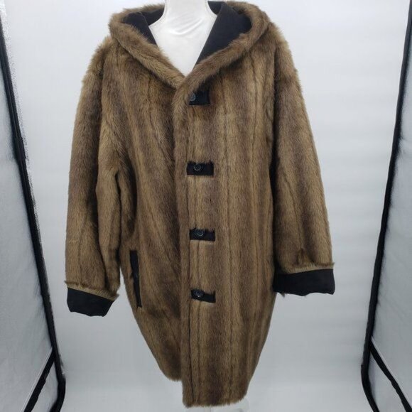 DENNIS BASSO Coat Brown Faux Suede Reversible Faux Fur Cozy Parka Size 1X - Picture 10 of 13